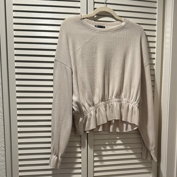 Zara Tops - Zara Cream Ribbed Knit Sweater